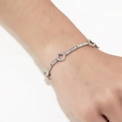 Pulsera semirígida de oro blanco y diamantes - 1210