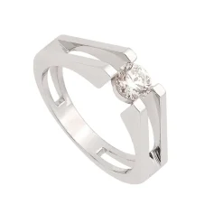 Solitario de oro blanco y diamante - 0887