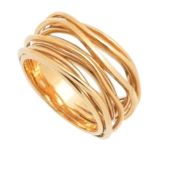 Sortija ancha de oro amarillo en hilos finos