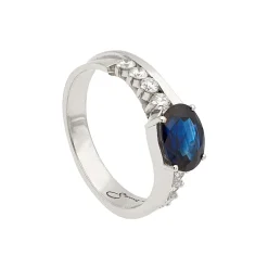 Sortija asimétrica con zafiro y diamantes
