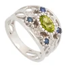 Sortija con Peridoto central, Zafiros y Diamantes - 0739