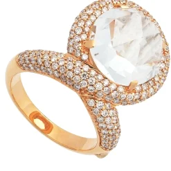 Sortija con topacio central y diamantes