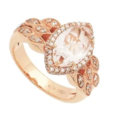 Sortija con topacio central y diamantes