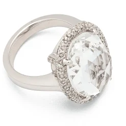 Sortija con topacio incoloro y diamantes