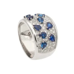 Sortija con zafiros y diamantes en pavé