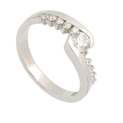 Sortija cruzada de oro blanco y diamantes - 1189