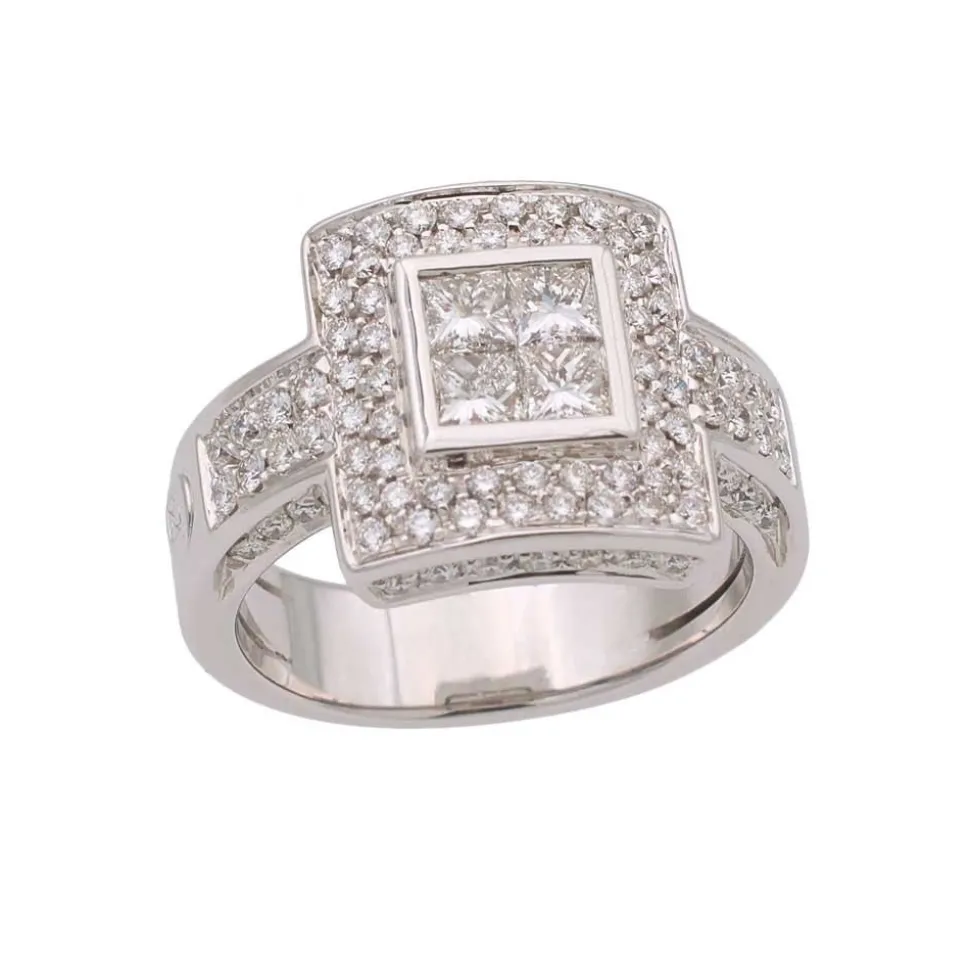 Sortija cuadrada de diamantes