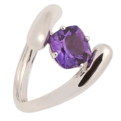 Sortija de oro blanco y amatista - 0831