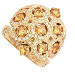 Sortija de zafiros amarillos y diamantes