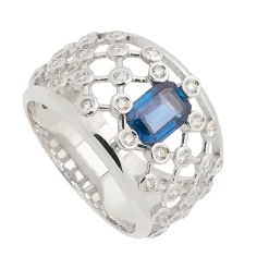 Sortija de Zafiros y Diamantes - 1241