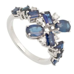 Sortija de Zafiros y Diamantes - 0449