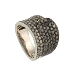 Sortija diamantes negros y grises