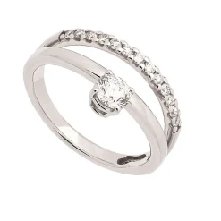Sortija doble de oro blanco y diamantes
