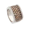 Sortija rectangular de diamantes brown y blancos