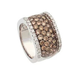 Sortija rectangular de diamantes brown y blancos