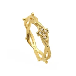 Sortija rosario en oro amarillo con diamantes - 0950