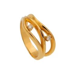 Sotija de oro amarillo con dos diamantes
